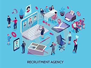 Recruitment Agency Isometric Composition