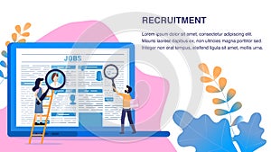 Recruitment Article Man Woman use Magnifying Glass