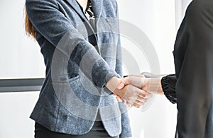 Recruitment. Business people shaking hands. Women shaking hands. Concept Business success with copy space
