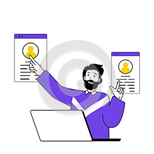 Recruitment concept with cartoon people in flat design for web. Vector illustration