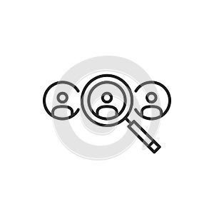 Recruitment icon. Business teamwork, team building, work group and human resources minimal thin line web icon set