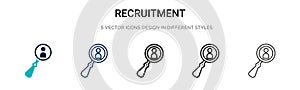 Recruitment icon in filled, thin line, outline and stroke style. Vector illustration of two colored and black recruitment vector