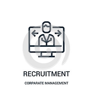 recruitment icon vector from corparate management collection. Thin line recruitment outline icon vector illustration. Linear photo