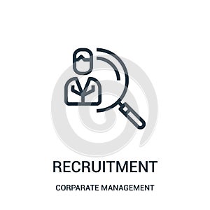 recruitment icon vector from corparate management collection. Thin line recruitment outline icon vector illustration. Linear photo