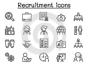 Recruitment icons set in thin line style photo
