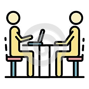 Recruitment meeting icon color outline vector