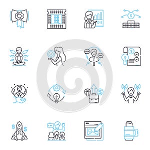 Recruitment Strategy linear icons set. Recruitment, Hiring, Talent, Selection, Strategy, Candidate, Evaluation line