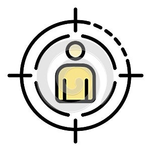 Recruitment target man icon color outline vector