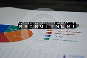 Recruitment on wooden blocks. Job Work Vacancy Search Concept