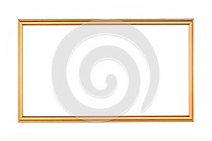 Rectangle antique gold frame isolated on the white background. Rectangle gold frame isolated. Golden frame isolated