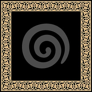 Rectangle Arabic Floral Frame for your design. Traditional Islamic Design. Elegance Background with Text input area in a center.