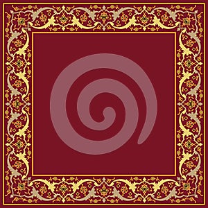 Rectangle Arabic Floral Frame for your design. Traditional Islamic Design. Elegance Background with Text input area in a center.