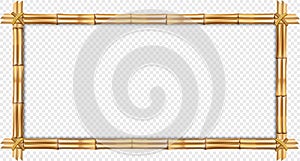 Rectangle brown bamboo border with rope and copy space isolated