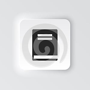 Rectangle button icon Book. Button banner Rectangle badge interface for application illustration on neomorphic style photo