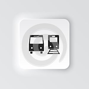 Rectangle button icon Bus train. Button banner Rectangle badge interface for application illustration on neomorphic photo