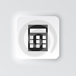 Rectangle button icon Calculator. Button banner Rectangle badge interface for application illustration on neomorphic photo