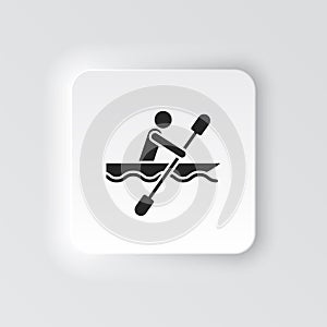 Rectangle button icon Canoe tray. Button banner Rectangle badge interface for application illustration on neomorphic photo
