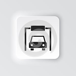 Rectangle button icon Car garage. Button banner Rectangle badge interface for application illustration on neomorphic photo