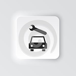 Rectangle button icon Car repair. Button banner Rectangle badge interface for application illustration on neomorphic photo