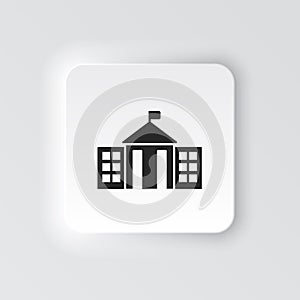 Rectangle button icon City hall. Button banner Rectangle badge interface for application illustration on neomorphic photo