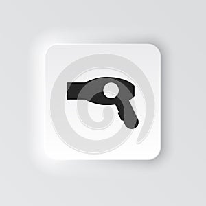 Rectangle button icon Hair dryer. Button banner Rectangle badge interface for application illustration on neomorphic photo