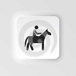 Rectangle button icon Horse man. Button banner Rectangle badge interface for application illustration on neomorphic photo