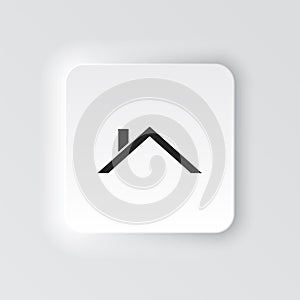 Rectangle button icon Roof. Button banner Rectangle badge interface for application illustration on neomorphic style photo
