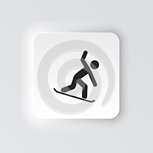 Rectangle button icon Snowboard. Button banner Rectangle badge interface for application illustration on neomorphic photo