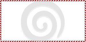 Rectangle candy cane frame with red and white striped lollipop pattern on white background.