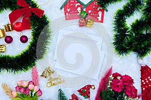 Rectangle Christmas Greeting Cards Mockup Image With a Lot of Christmas Decorations