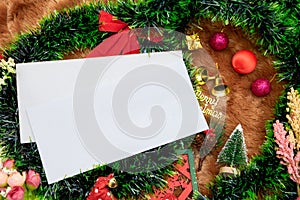 Rectangle Christmas Greeting Cards Mockup Image With a Lot of Christmas Decorations