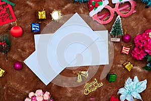 Rectangle Christmas Greeting Cards Mockup Image With a Lot of Christmas Decorations