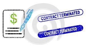 Rectangle Collage Contract with Distress Contract Terminated Seals