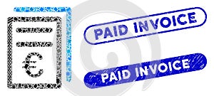 Rectangle Collage Euro Invoices with Scratched Paid Invoice Seals