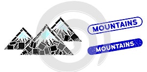 Rectangle Collage Icecap Mountains with Distress Mountains Seals