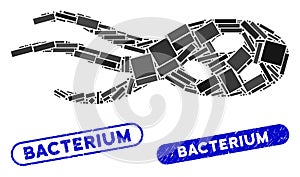 Rectangle Collage Intrude Microorganism with Scratched Bacterium Stamps