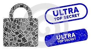Rectangle Collage Lock with Textured Ultra Top Secret Seals