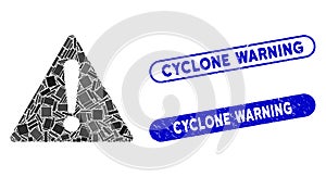 Rectangle Collage Warning with Textured Cyclone Warning Seals