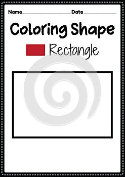 Rectangle coloring page for preschool, kindergarten & Montessori kids to practice visual art drawing and coloring activities