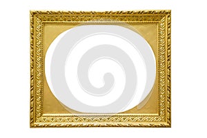Rectangle decorative golden picture frame with oval interior