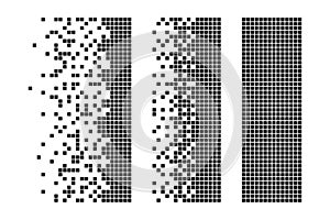 Rectangle disintegration into pixels or effect of combining many particles into one shape is a rectangle. Shapes disintegration