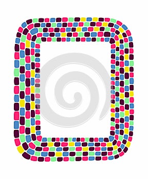 Rectangle frame with checkered print on borders. Mosaic frame or border with empty space for text or picture. Vertical photo