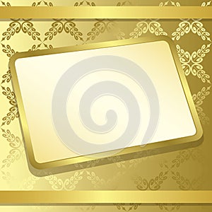 Rectangle frame on gold background - vector