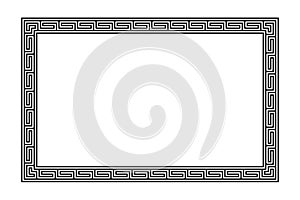 Rectangle frame with Greek fret ornament and seamless meander pattern
