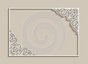 Rectangle frame with lace corner pattern