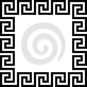 Rectangle frame with seamless meander pattern. Meandros, a decorative border, constructed from continuous lines, shaped