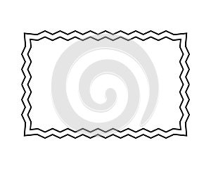 Rectangle frame with zigzag edges. Empty text box, speech bubble, tag or label rectangular shape with zig zag borders