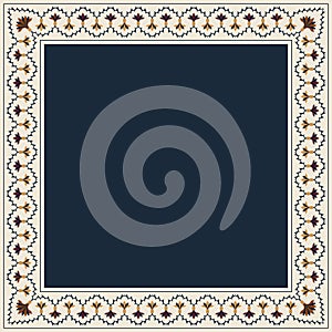 Rectangle Indian Floral Frame for your design. Traditional Islamic Design. Elegance Background with Text input area in a center.