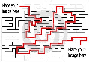 Rectangle labyrinth with entry and exit.vector game maze puzzle with solution