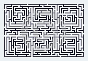 Rectangle maze. Labyrinth with square paths and complicated riddles, maze game with lost direction and way out. Vector